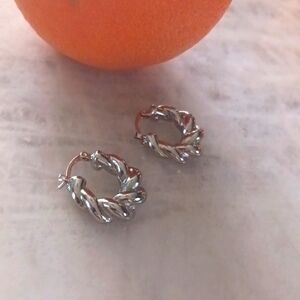 Twisted silver hoops